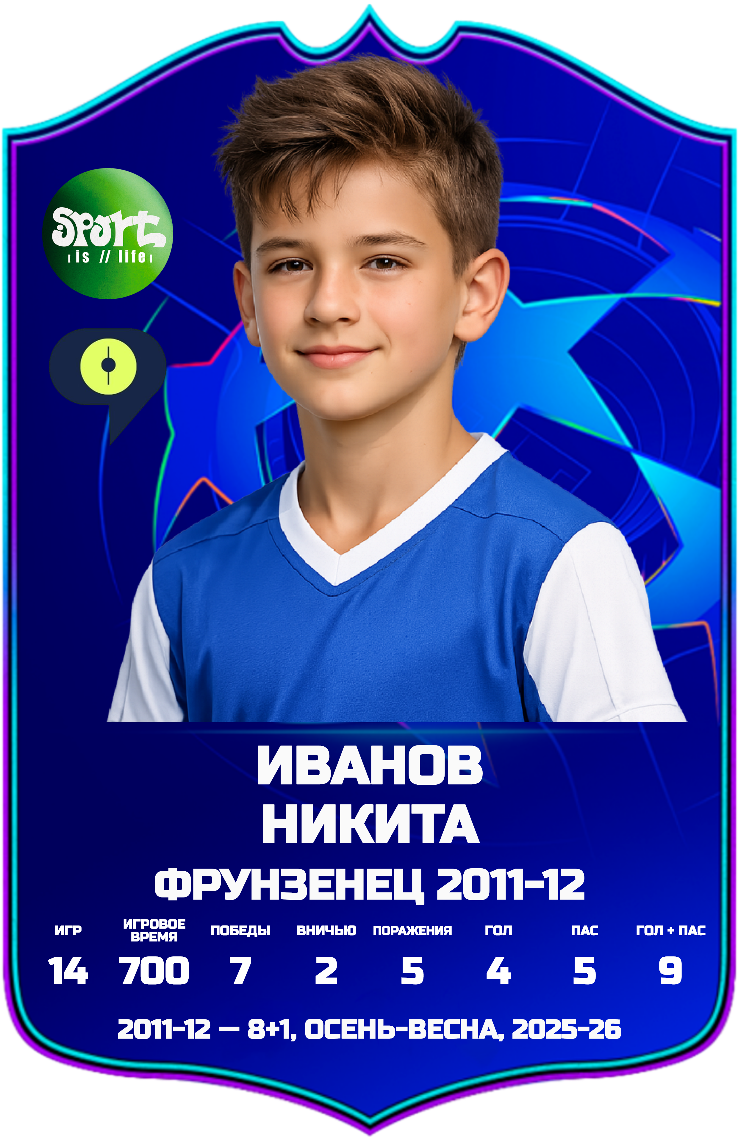 Пример диплома ребёнка в FUTBOLISTA