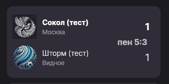 Карточка матча в сетке плей-офф: счёт 1:1 и приписка «пен 5:3»